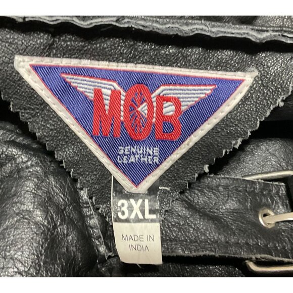 Black Fringe Leather Motorcycle Chaps Sz 3XL Adjustable Waist Unisex Distressed - Picture 5 of 8